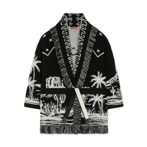 Alanui Canyon Spirit Cardigan in Black and Chalk