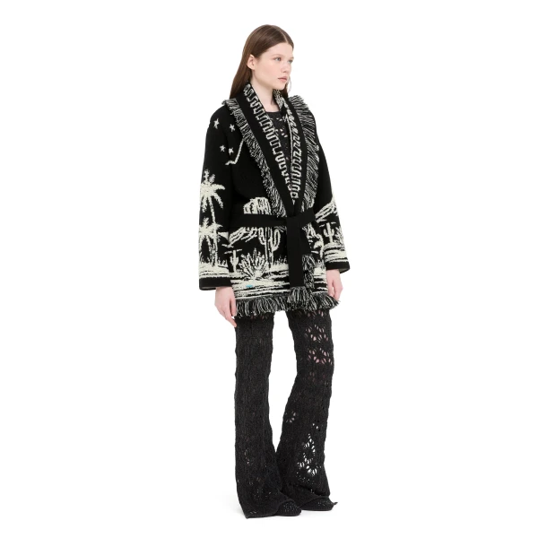 Alanui Canyon Spirit Cardigan in Black and Chalk