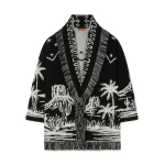 Alanui Canyon Spirit Cardigan in Black and Chalk | Cardigan | Coveti