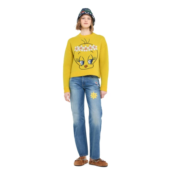 Alanui Hula Tweety Sweater in Yellow Multicolour