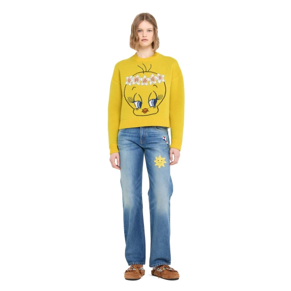 Alanui Hula Tweety Sweater in Yellow Multicolour