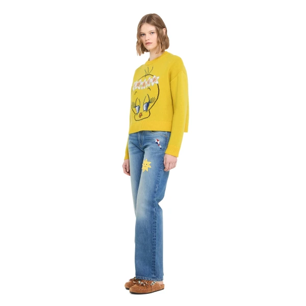 Alanui Hula Tweety Sweater in Yellow Multicolour
