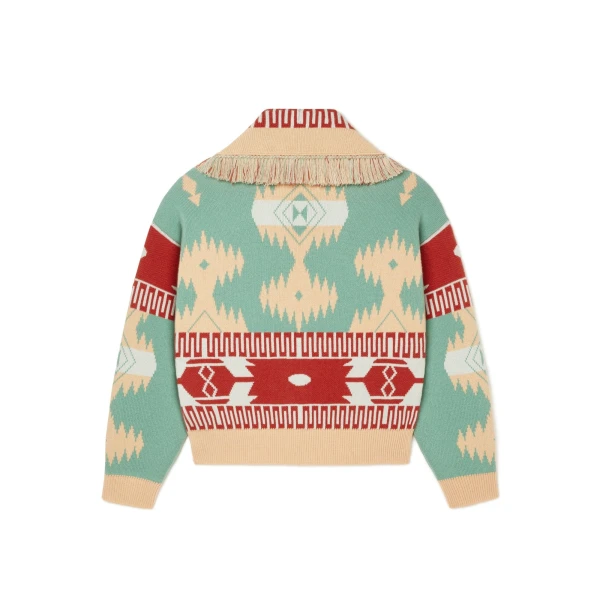 Alanui Icon Jacquard Cardi-Bomber in Parrot and Peach