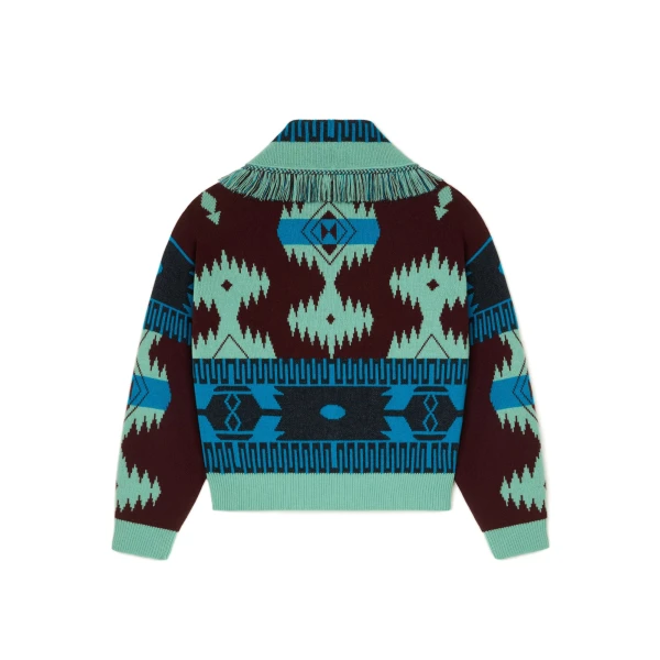 Alanui Icon Jacquard Cardi-Bomber in Vermouth and Lagoon