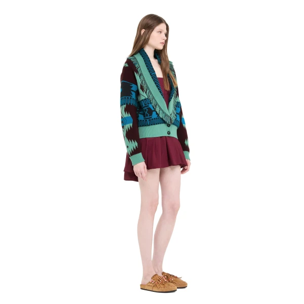 Alanui Icon Jacquard Cardi-Bomber in Vermouth and Lagoon