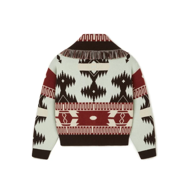 Alanui Icon Jacquard Cardi-Bomber in Wave and Sandal Wood