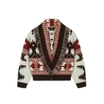Alanui Icon Jacquard Cardi-Bomber in Wave and Sandal Wood | Cardigan | Coveti