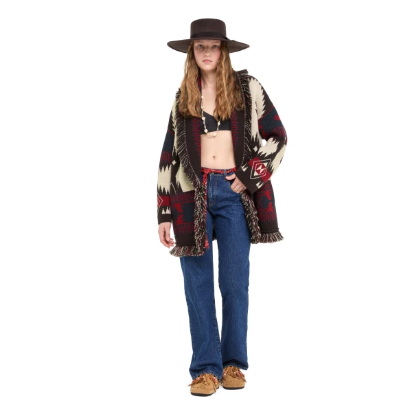 Alanui Icon Jacquard Cardigan in Canvas and Coffee