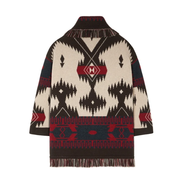 Alanui Icon Jacquard Cardigan in Canvas and Coffee