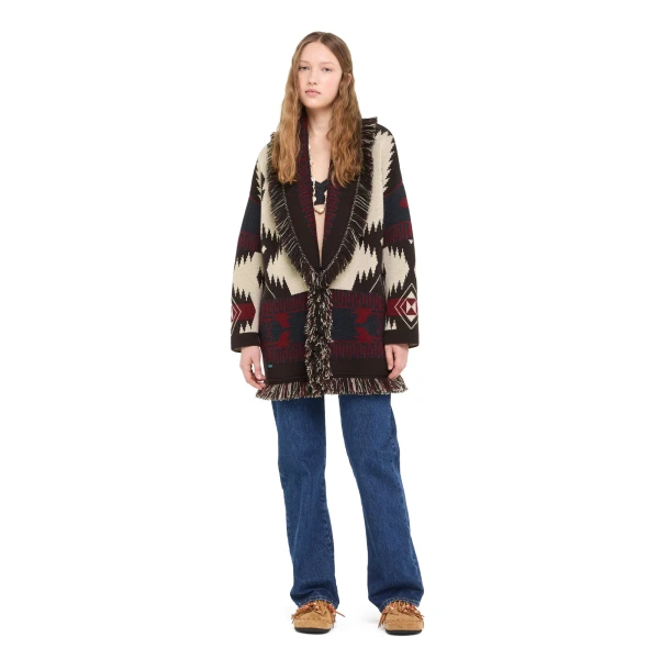 Alanui Icon Jacquard Cardigan in Canvas and Coffee