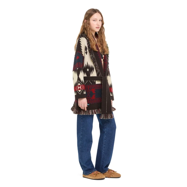 Alanui Icon Jacquard Cardigan in Canvas and Coffee
