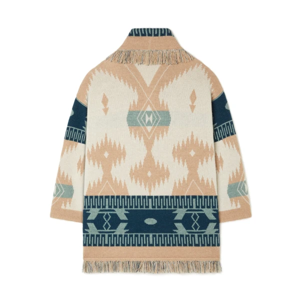 Alanui Icon Jacquard Cardigan in Chalk and Sand