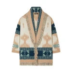 Alanui Icon Jacquard Cardigan in Chalk and Sand | Cardigan | Coveti