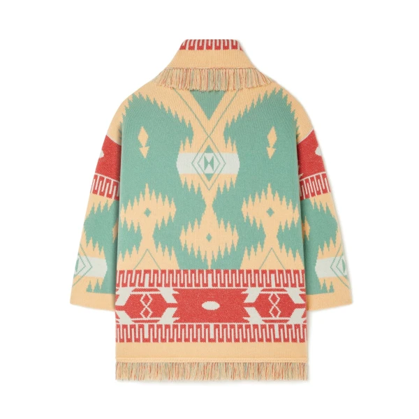 Alanui Icon Jacquard Cardigan in Parrot and Peach