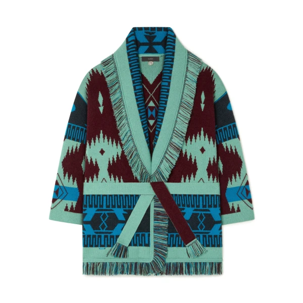Alanui Icon Jacquard Cardigan in Vermouth and Lagoon