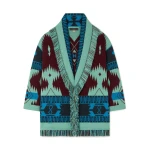 Alanui Icon Jacquard Cardigan in Vermouth and Lagoon | Cardigan | Coveti