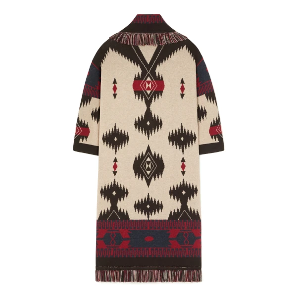 Alanui Icon Jacquard Coat in Canvas and Coffee