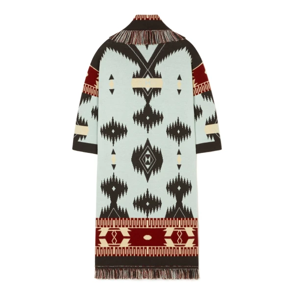 Alanui Icon Jacquard Coat in Wave and Sandal Wood