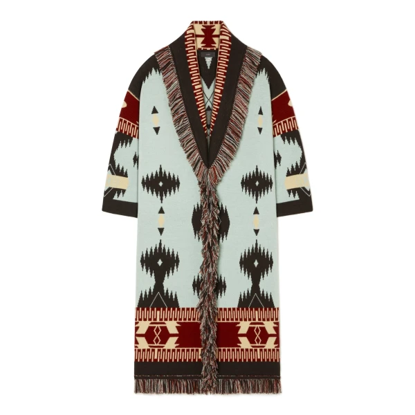 Icon Jacquard Coat in Wave and Sandal Wood