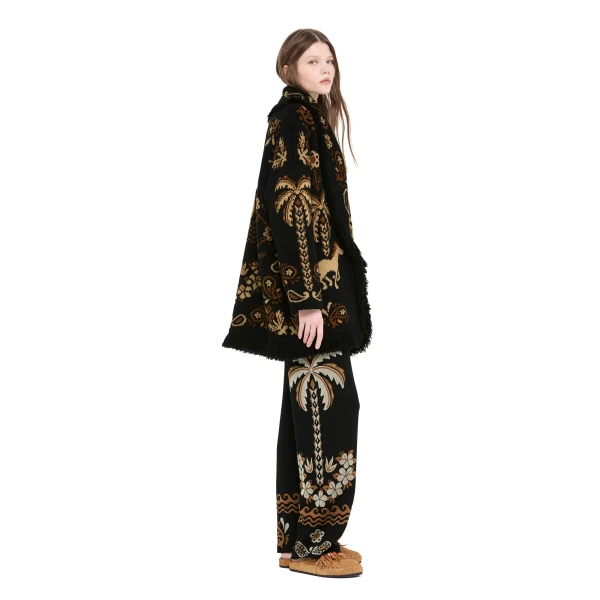 Alanui Island Roots Foulard Cardigan in Black and Camel