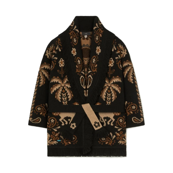 Alanui Island Roots Foulard Cardigan in Black and Camel