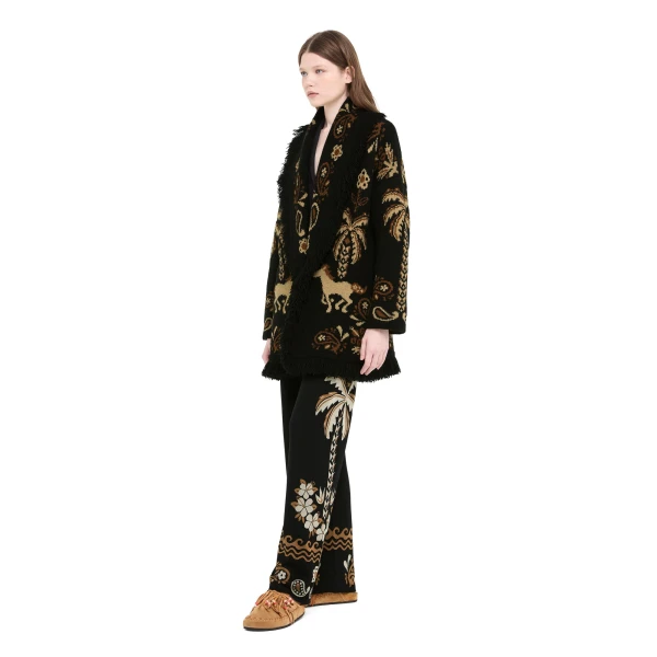 Alanui Island Roots Foulard Cardigan in Black and Camel