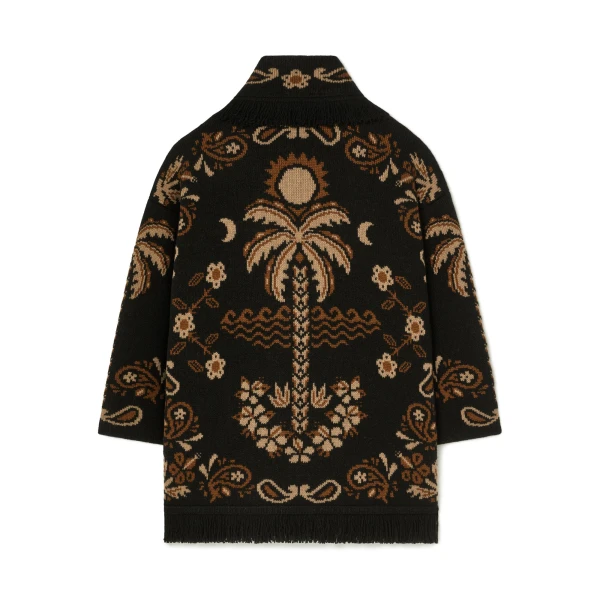 Island Roots Foulard Cardigan in Black and Camel