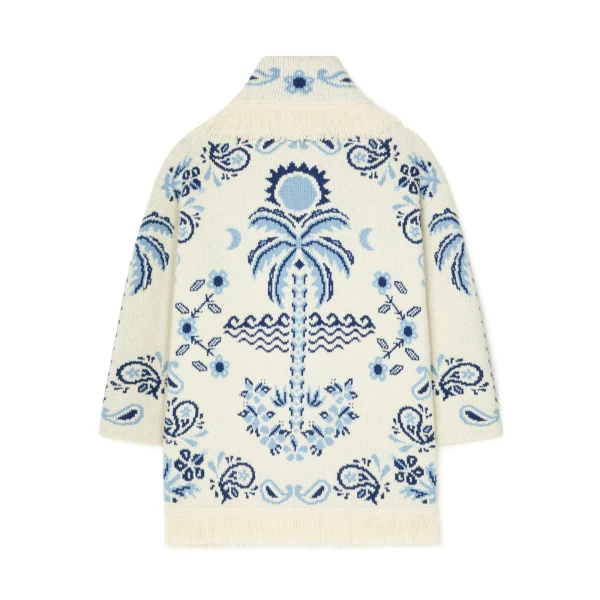 Alanui Island Roots Foulard Cardigan in Chalk and Onda