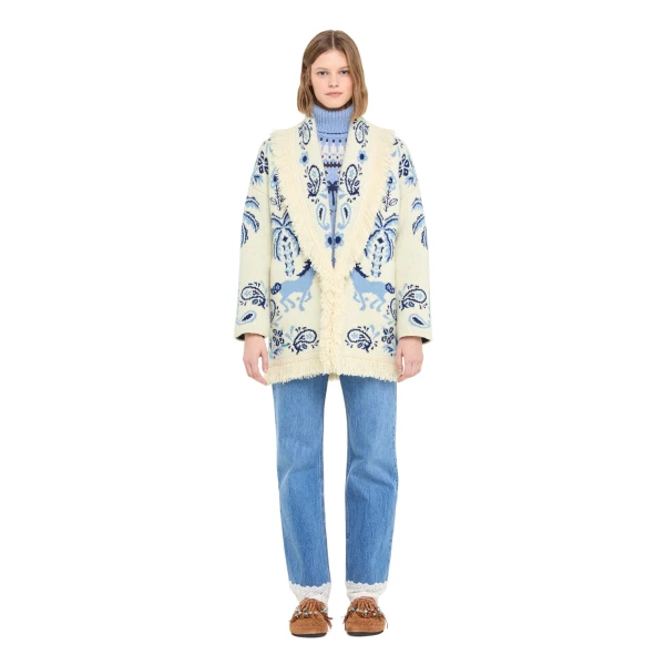 Alanui Island Roots Foulard Cardigan in Chalk and Onda