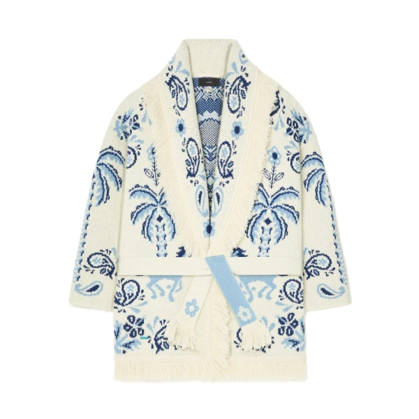 Alanui Island Roots Foulard Cardigan in Chalk and Onda
