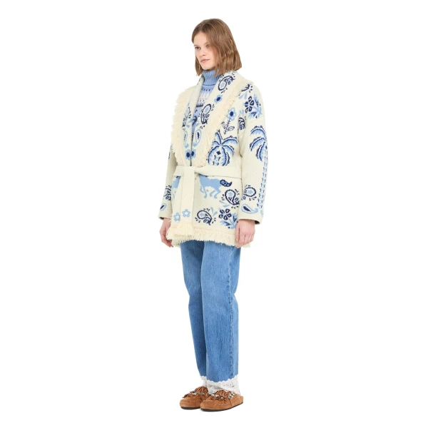 Alanui Island Roots Foulard Cardigan in Chalk and Onda