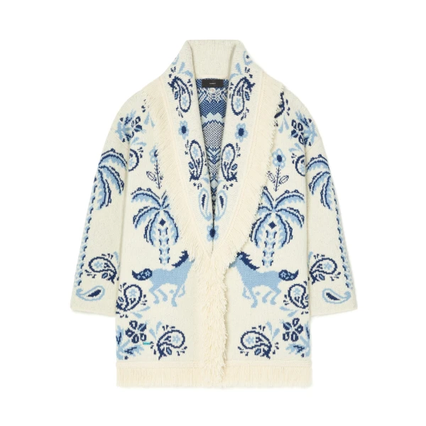 Alanui Island Roots Foulard Cardigan in Chalk and Onda | Cardigan | Coveti