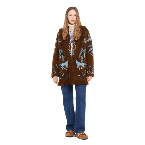 Alanui Island Roots Foulard Cardigan in Tabacco and Onda