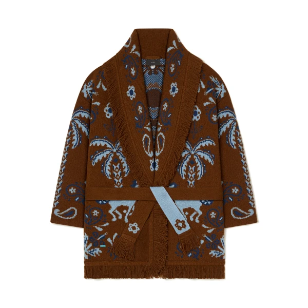 Alanui Island Roots Foulard Cardigan in Tabacco and Onda