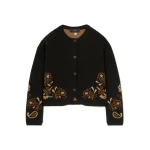 Alanui Island Roots Foulard Jacket in Black and Camel | Jackets | Coveti
