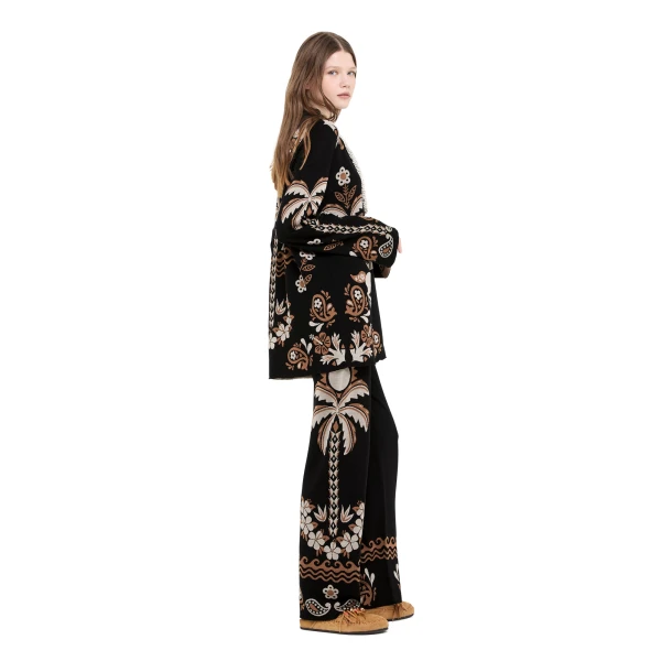 Alanui Island Roots Foulard Pants in Black and Camel