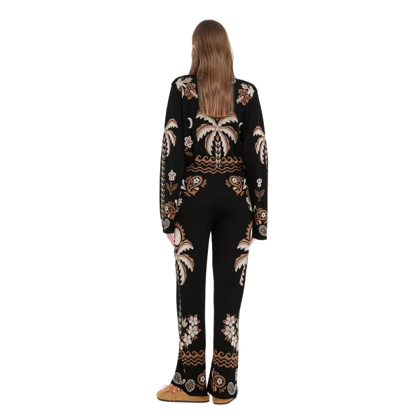Alanui Island Roots Foulard Pants in Black and Camel