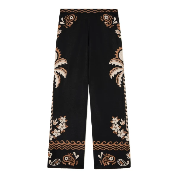 Island Roots Foulard Pants in Black and Camel