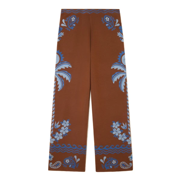 Alanui Island Roots Foulard Pants in Tabacco and Onda