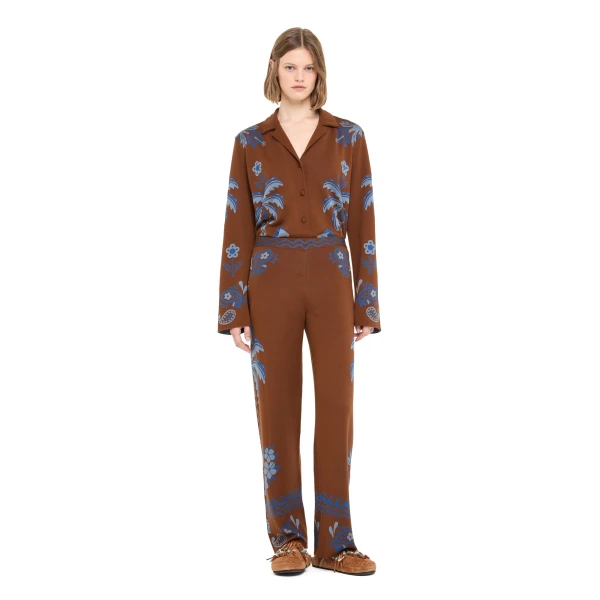 Alanui Island Roots Foulard Pants in Tabacco and Onda
