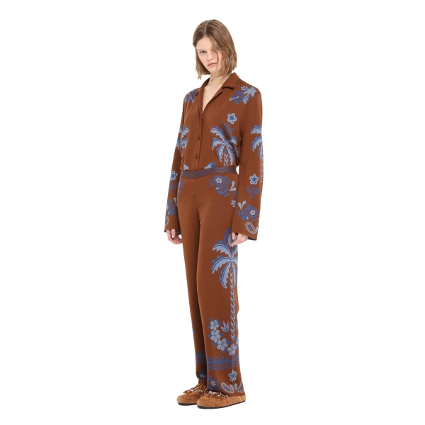 Alanui Island Roots Foulard Pants in Tabacco and Onda