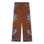 Alanui Island Roots Foulard Pants in Tabacco and Onda | Wide leg pants | Coveti
