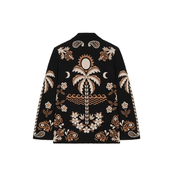 Alanui Island Roots Foulard Shirt in Black and Camel