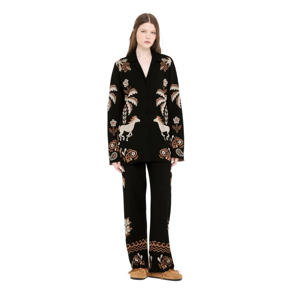 Alanui Island Roots Foulard Shirt in Black and Camel