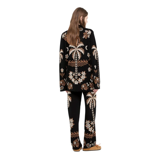 Alanui Island Roots Foulard Shirt in Black and Camel