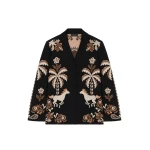 Alanui Island Roots Foulard Shirt in Black and Camel | Shirts | Coveti