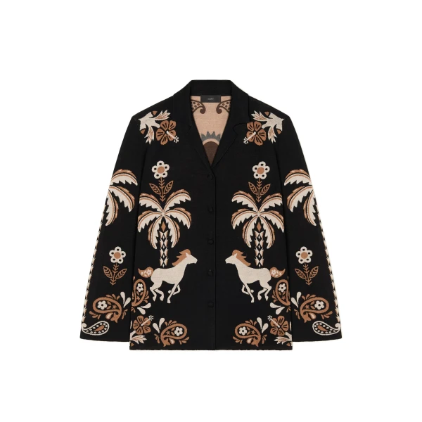 Island Roots Foulard Shirt in Black and Camel