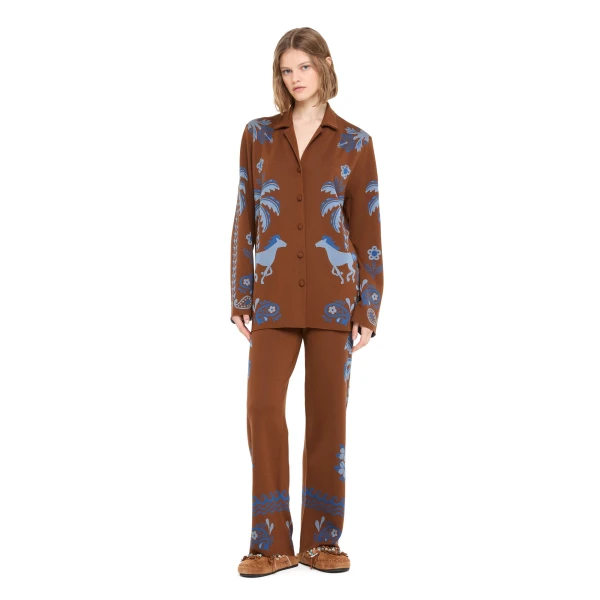 Alanui Island Roots Foulard Shirt in Tabacco and Onda