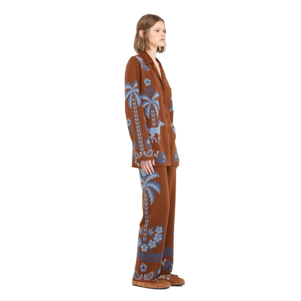 Alanui Island Roots Foulard Shirt in Tabacco and Onda