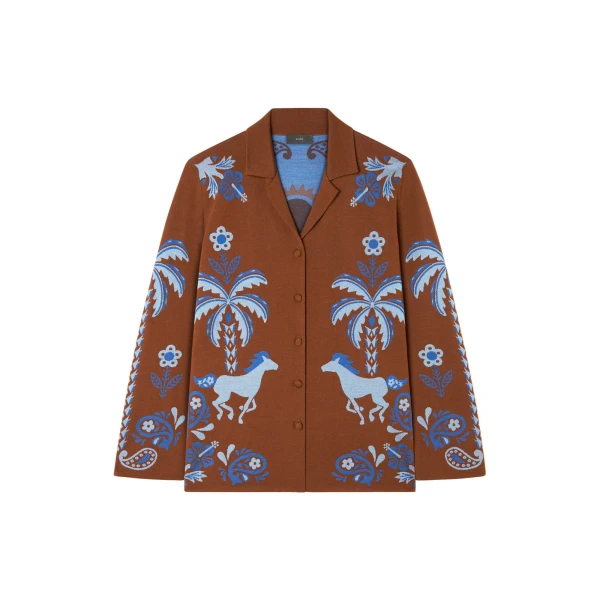 Alanui Island Roots Foulard Shirt in Tabacco and Onda | Shirts | Coveti